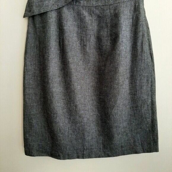 ALLEN B. / Linen & Cotton Blend Herringbone Pattern Dress Navy Blue Sz 10 - Picture 4 of 9